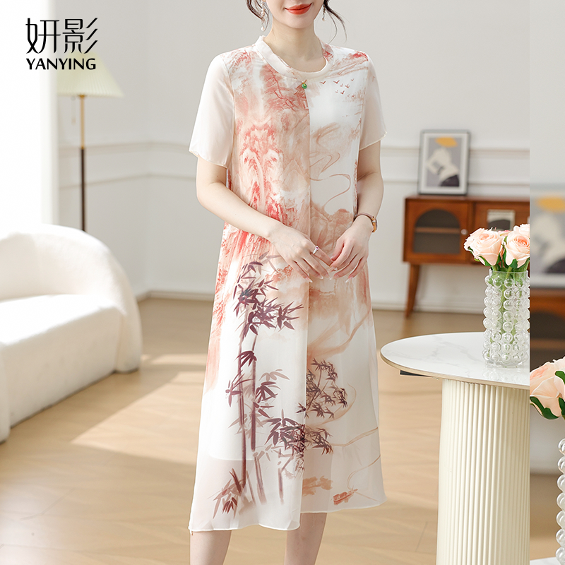 中年妈妈夏装新中式国风连衣裙2025新款洋气中老年女装长裙子夏季