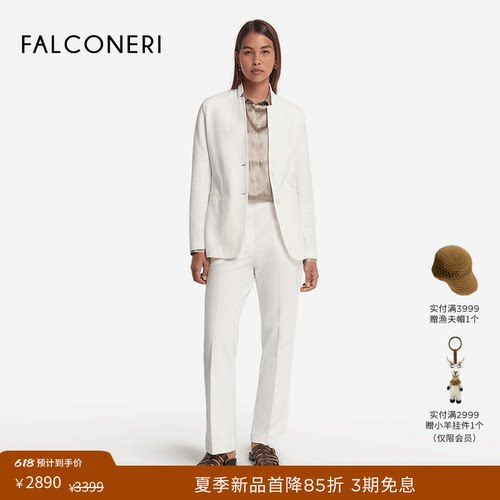 FALCONERI女士时尚经典简约通勤商务休闲立领长袖西装外套DCL498B