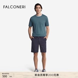 【季末折扣】FALCONERI男士简约宽松舒适圆领亚麻短袖T恤UMM0079