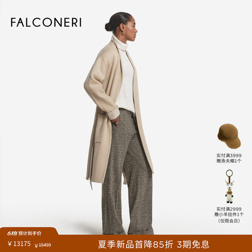 FALCONERI女士时尚经典日常通勤舒适双面羊绒大衣外套DCL487M