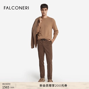 圆领毛衣原色山羊绒针织衫 长袖 UML428A 老钱风修身 FALCONERI男士