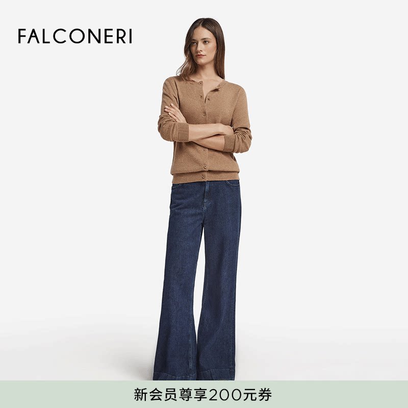 FALCONERI女士通勤圆领长袖山羊绒毛衣针织衫DMLS228