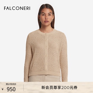 几何棉质圆领休闲开衫 修身 DML490D 女士经典 FALCONERI25年新品