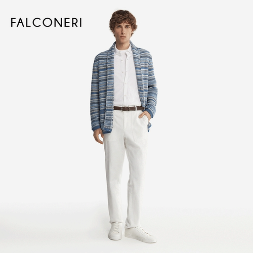 FALCONERI25年新品男士时尚经典简约经典亚麻混纺休闲裤UPL0015