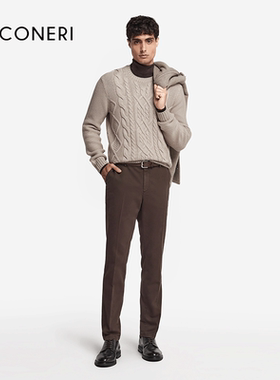 【季末折扣】FALCONERI男士休闲圆领羊毛修身毛衣针织衫UML0185