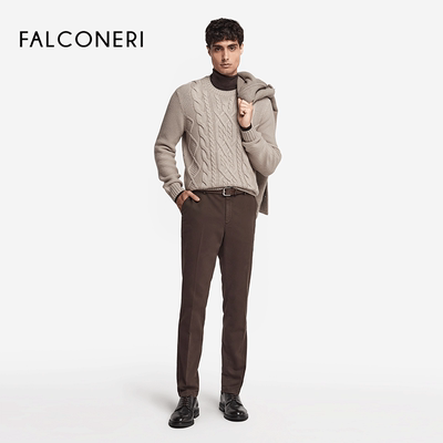 【季末折扣】FALCONERI男士休闲圆领羊毛修身毛衣针织衫UML0185