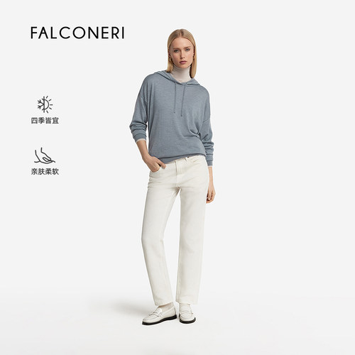 【季末甄选】FALCONERI女士宽松休闲羊绒衫连帽卫衣针织衫DML250Q