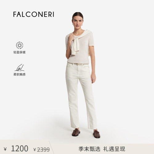 【季末甄选】FALCONERI女时尚经典四季羊绒短袖山羊绒T恤DMM494A