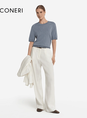 【季末折扣】FALCONERI女士时尚意式简约圆领纯棉短袖T恤DMM490E