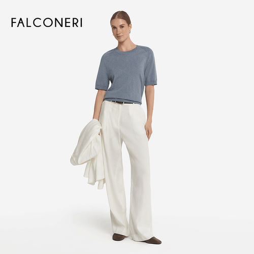 FALCONERI女士时尚意式经典舒适休闲简约圆领纯棉短袖T恤DMM490E