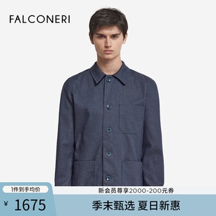 時(shí)尚 FALCONERI25年新品 男士 經(jīng)典 UCL0208 寬松翻領(lǐng)口袋棉質(zhì)襯衫