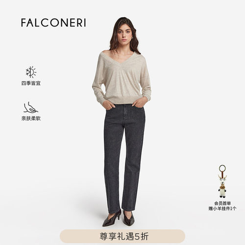 【尊享礼遇】FALCONERI女通勤休闲宽松羊绒衫V领套头毛衣DMLP250