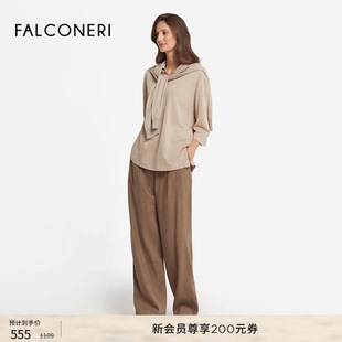 T恤DMM460R 舒适桑蚕丝混纺宽松翻领短袖 FALCONERI女士时尚 经典