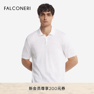 男士 经典 FALCONERI25年新品 时尚 T恤UMM0077 亚麻混纺POLO衫 短袖