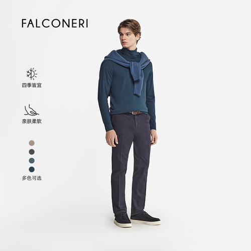【季末折扣】FALCONERI男士商务修身山羊绒高领毛衣针织衫UML250L