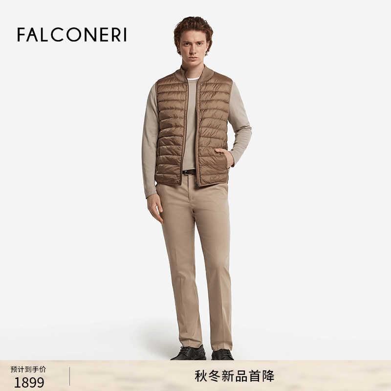 FALCONERI男士经典双面保暖立领羽绒马甲背心含羊绒羽绒服UCC105G