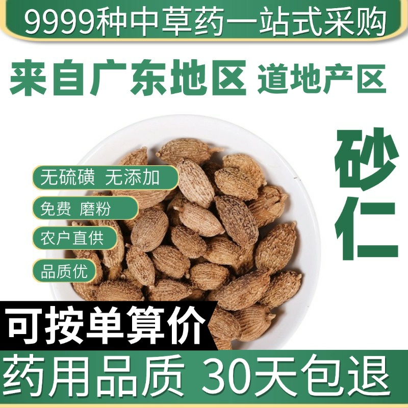 中药材特级砂仁野生沙仁香砂仁粉砂仁果西砂仁养胃毛砂仁正品50g