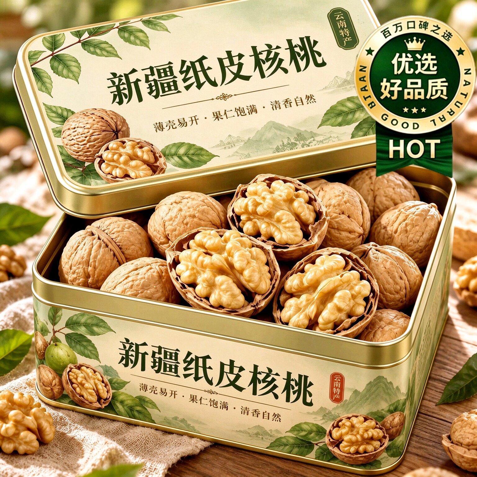 2026新货新疆纸皮核桃薄皮核桃仁干果薄壳生坚果5斤新鲜零食特产