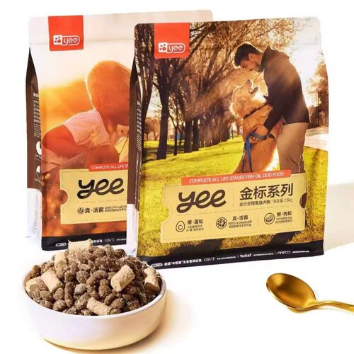 Yee狗粮冻干肉松双拼成幼犬全价全期美毛补钙去泪痕通用犬粮1.5kg