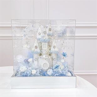 新款直销跨境热销送女友生日告白礼物永生花城堡仙气梦幻水晶城堡