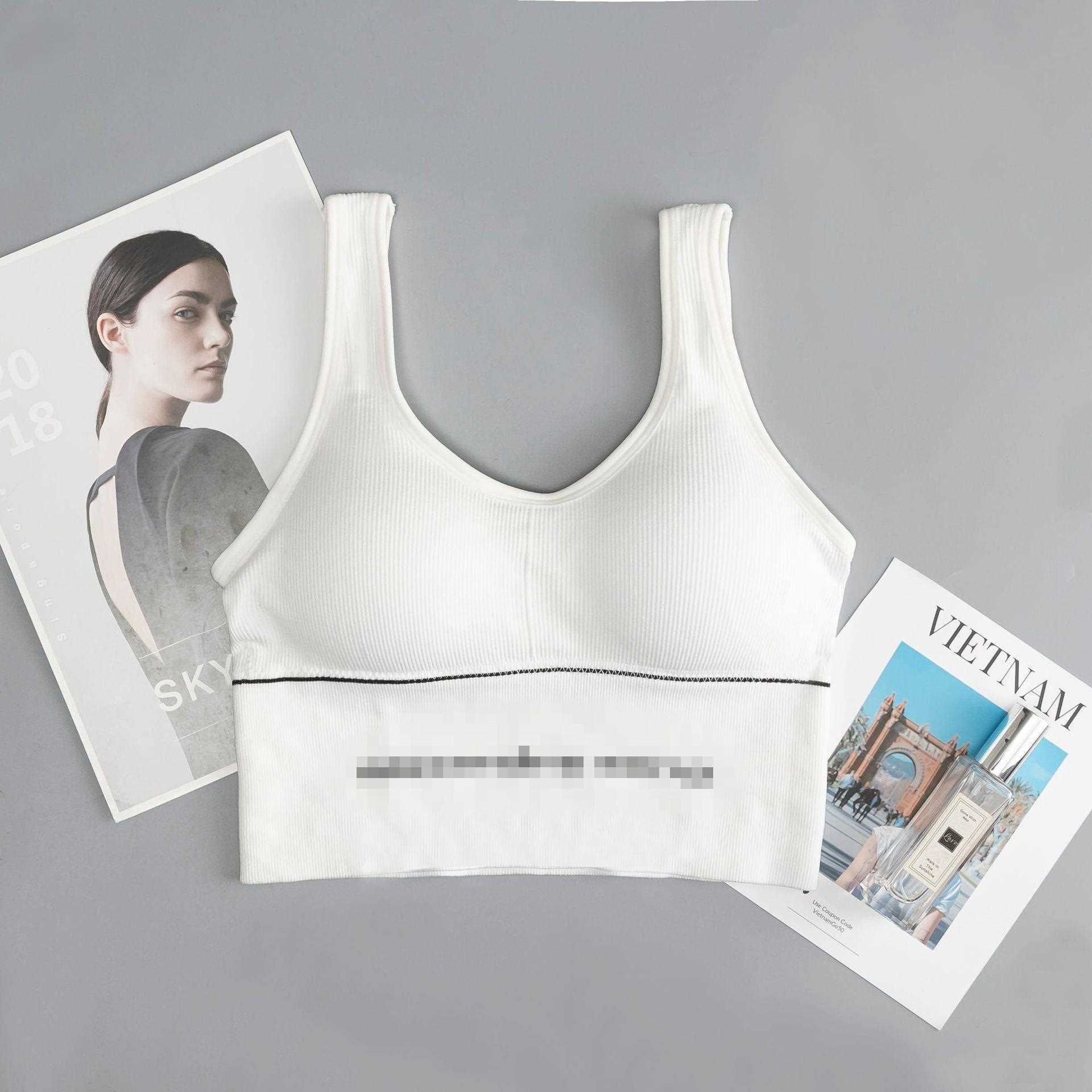 直销新款高质量运动美背内衣女透气舒适无缝瑜伽跑步大U背心式无