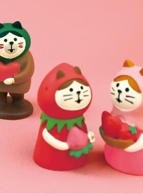 新款直销Zakka 春季洋果子草莓蛋糕猫咪可爱桌面摆件工艺品拍照道