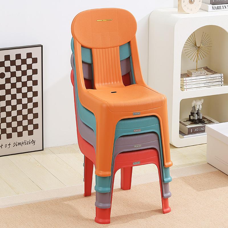 新款直销塑料凳子加厚家用椅子换鞋凳成人靠背椅可叠放客厅简约座