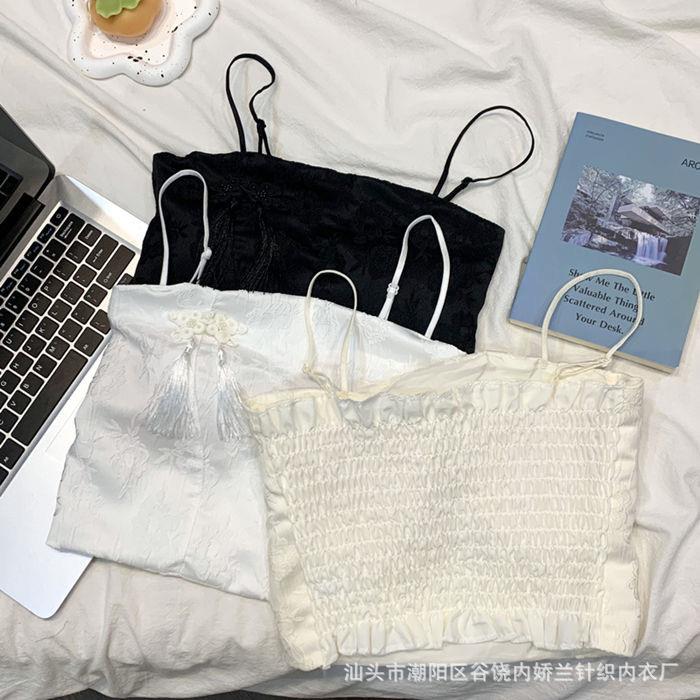 新款直销新中式国风旗袍气质复古小吊带背心外穿带胸垫短款无袖打