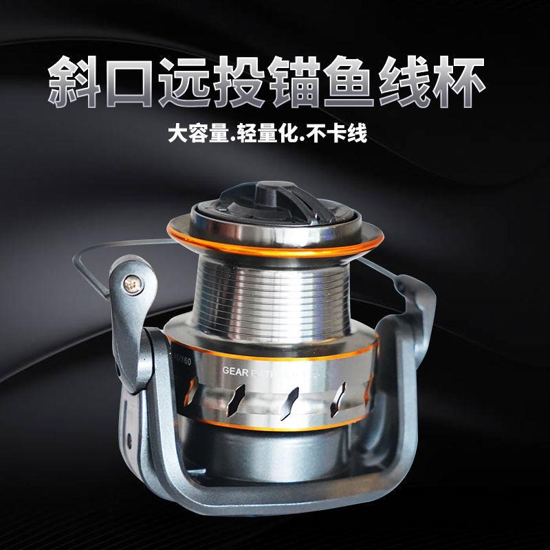 新款直销大物斜口远投轮锚鱼轮海竿轮金属线杯渔轮鱼线轮纺车轮车