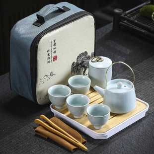 直销旅行茶具哥窑汝窑套装 新款 茶盘家用结婚开业房地产伴手礼可加