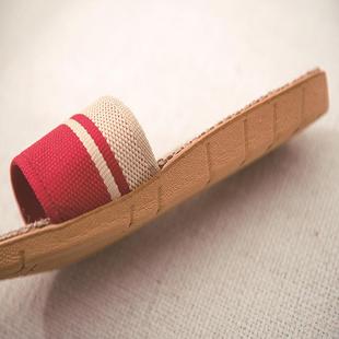 直销新款 亚麻拖鞋 新款 四季 女厚底 情侣款 家居麻拖男室内地板凉拖鞋