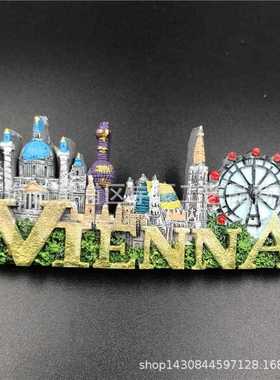 新款直销意大利威尼斯水城冰箱贴奥地利维也纳树脂工艺品外贸现货