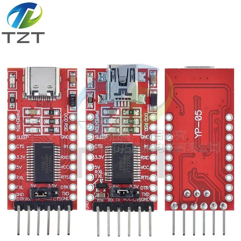 USB转TTL 支持3.3V 5V FT232RL模块 下载线 mini/TYBE-C接口