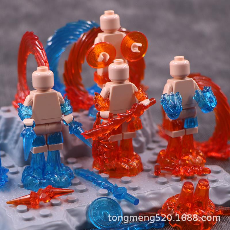 适用乐高第三方积木人仔夜光特效配件火焰手环手炮传送门拼装玩具