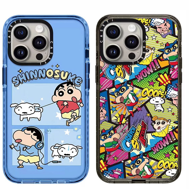 caseti手机壳联名蜡笔小新格子新贴纸适用于苹果iPhone16Promax/15/14Plus华强北代购女12透明磁吸13明星同款