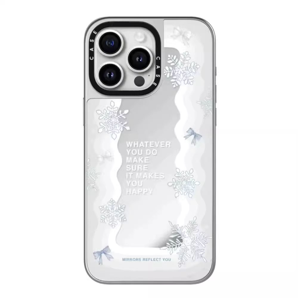 caseti手机壳冬日雪花励志语录适用于苹果iPhone16Promax镜面磁吸15Pro明星同款13/12华强北代购14Plus新款11