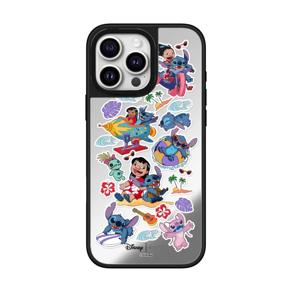 联名Stitch迪士尼史迪奇适用苹果16promax手机壳新款镜面iphone15plus保护14防摔13pro透明亚克力12磁吸女