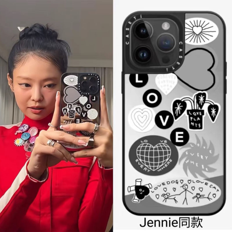 caseti手机壳联名INAPSQUARE黑白字母适用苹果iPhone16/15Plus/14Promax华强北代购新12镜面磁吸Magsafe13