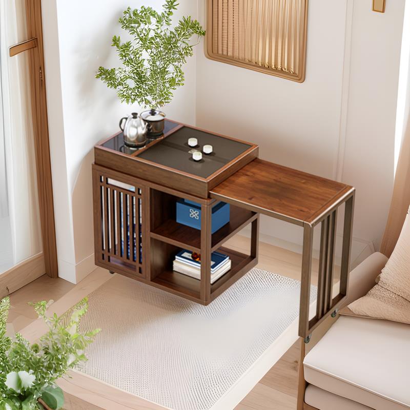 阳台新中式实木茶桌椅组合家用茶几多功能可伸缩小型茶台套装一体