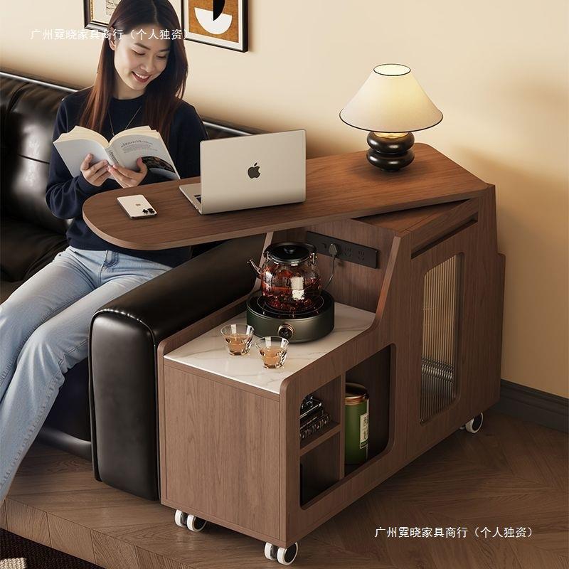 中古风旋转边几桌子沙发可移动茶几床头侧边柜客厅置物家用小户型