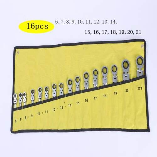 活头棘轮开口扳手套装16件套6-21mm工具汽修维修开口两用扳手