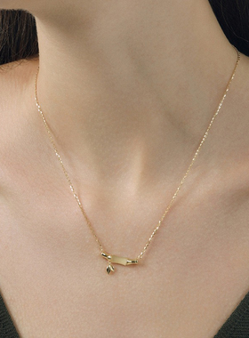 925纯银竹节翡翠项链18K金色新中式节节高升锁骨链中国风吊坠爆款