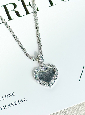 925纯银爱心项链女韩版小众简约轻奢高级感锁骨链菜花链心形吊坠