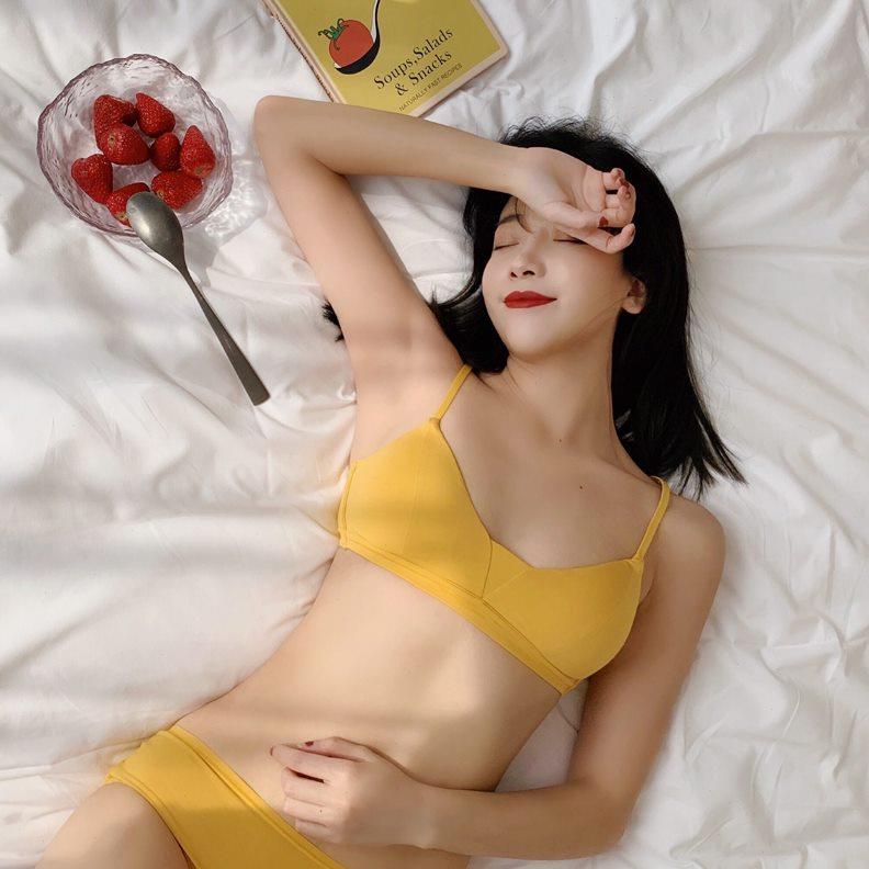 内衣女文胸夏季薄款小胸平胸专用莫代尔少女学生法式三角杯无钢圈