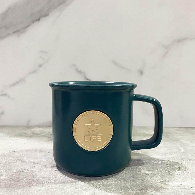 新款直销直筒铜片杯家用待客陶瓷水杯子简约咖啡杯定 制马克杯 可,餐饮具,马克杯,淘宝优惠券,粉丝福利购,淘宝优惠卷