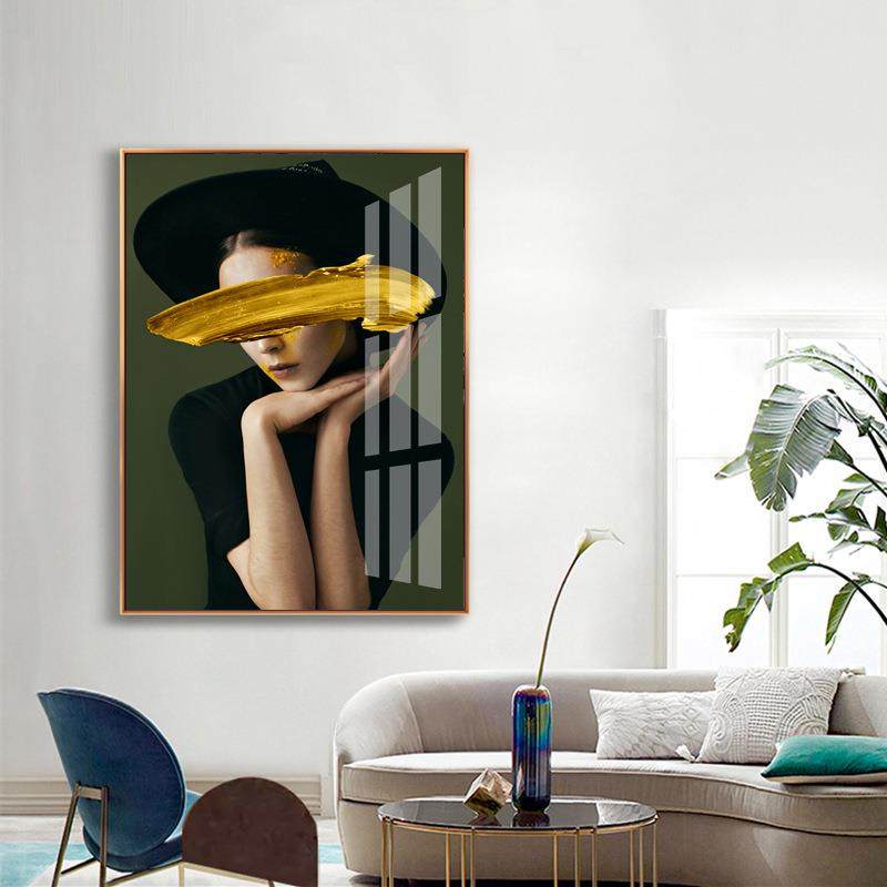 直销新款简约现代客厅竖版挂画餐厅美女人物艺术画北欧装饰画晶瓷