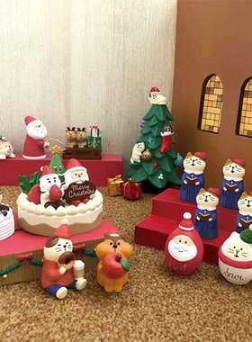 直销新款日式圣诞老人礼品装饰树驯鹿雪橇杂货树脂工艺品小摆件圣