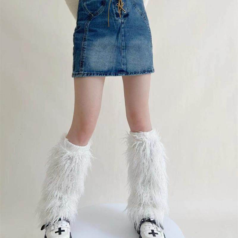 直销新款秋冬y2k辣妹仿滩羊毛保暖腿套赛博哥特风毛绒萝卜丝腿套,女士内衣/男士内衣/家居服,短袜,淘宝优惠券,粉丝福利购,淘宝优惠卷