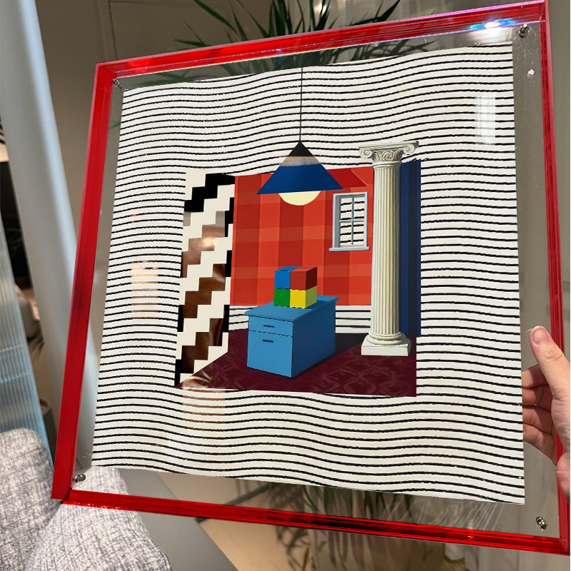中古包豪斯亚克力挂画意式极简玄关抽象几何装饰画高级感设计师画