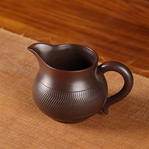 大容量紫陶公道杯全手工跳刀纹茶海云南紫陶茶具分茶器家用过滤组